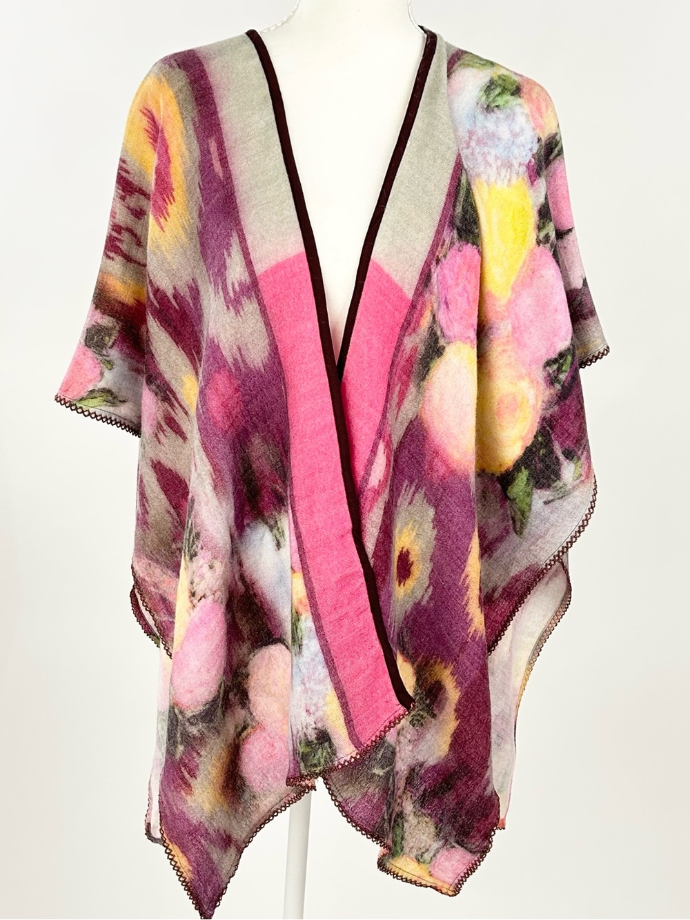 Anthropologie BL^NK London Garden Haze Wool Modal Floral Kimono One Size